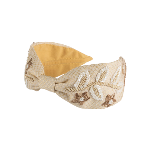 Allure Beige Embroidered Women Headband