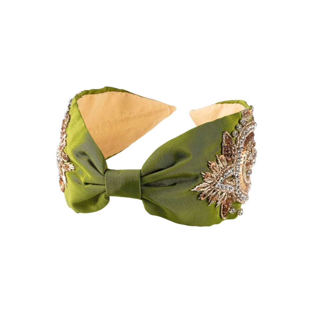 Annabel Green Embroidered Women Headband
