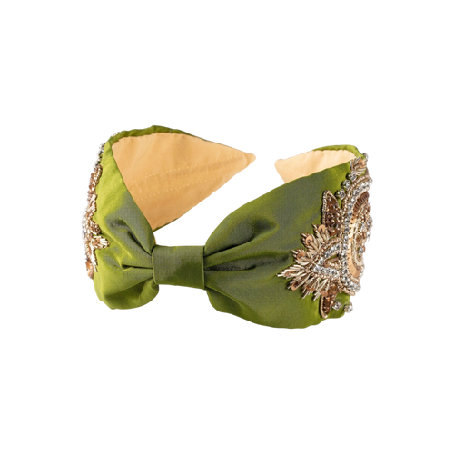 Annabel Green Embroidered Women Headband
