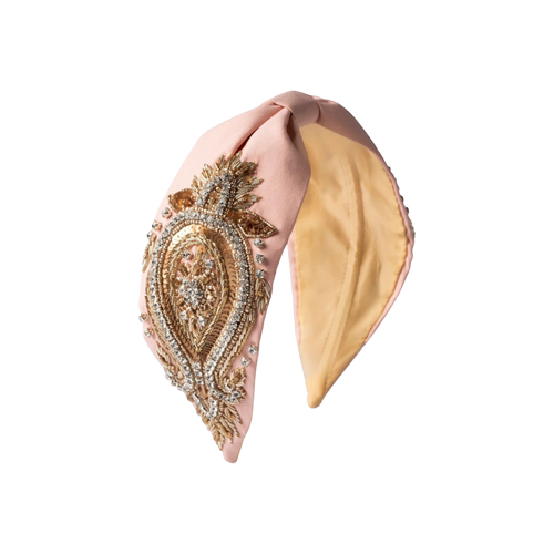 Annabel Pink Embroidered Women Headband | JOYCO Handmade Women Headband