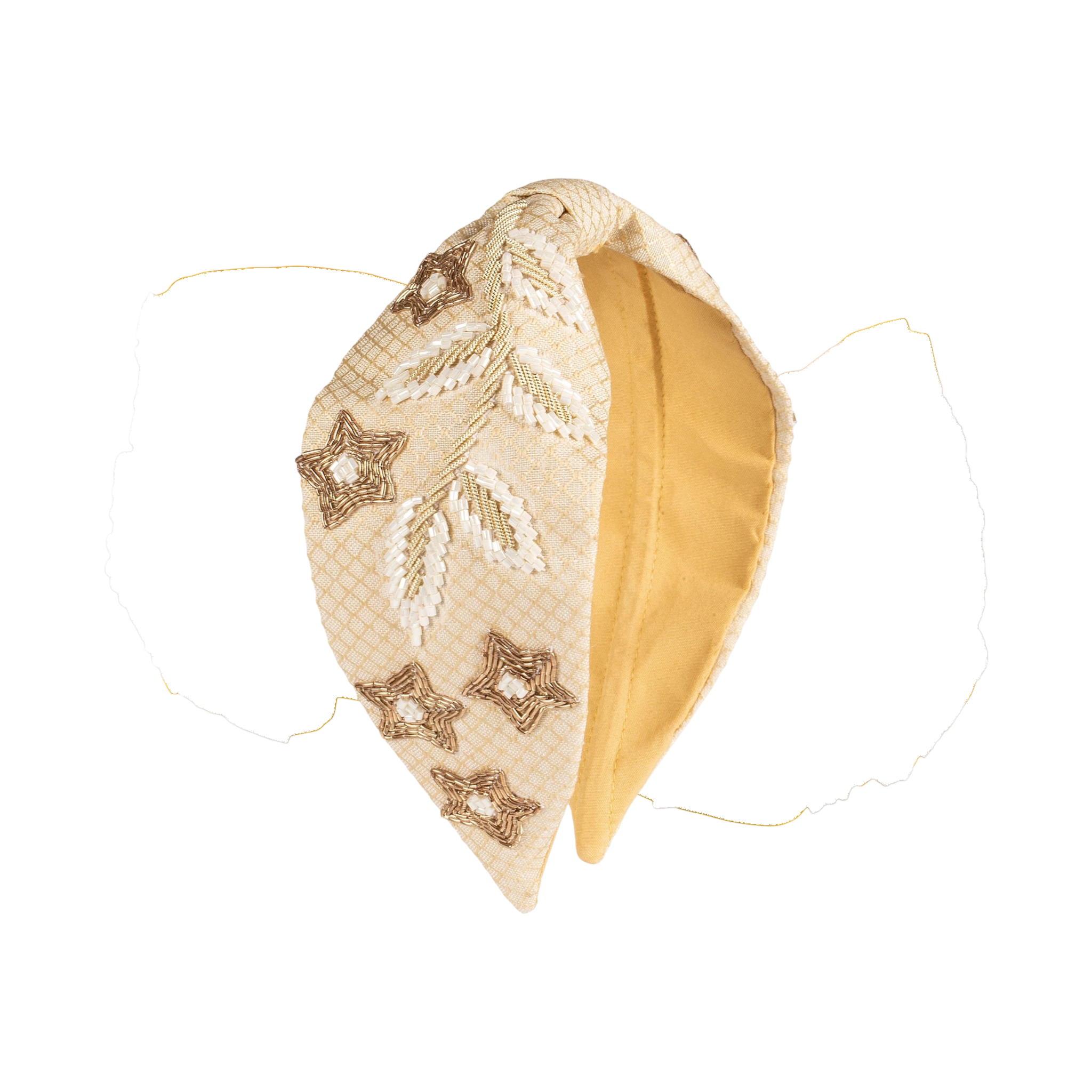 Allure Beige Embroidered Women Headband | JOYCO Handmade Women Headband