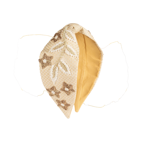 Allure Beige Embroidered Women Headband | JOYCO Handmade Women Headband