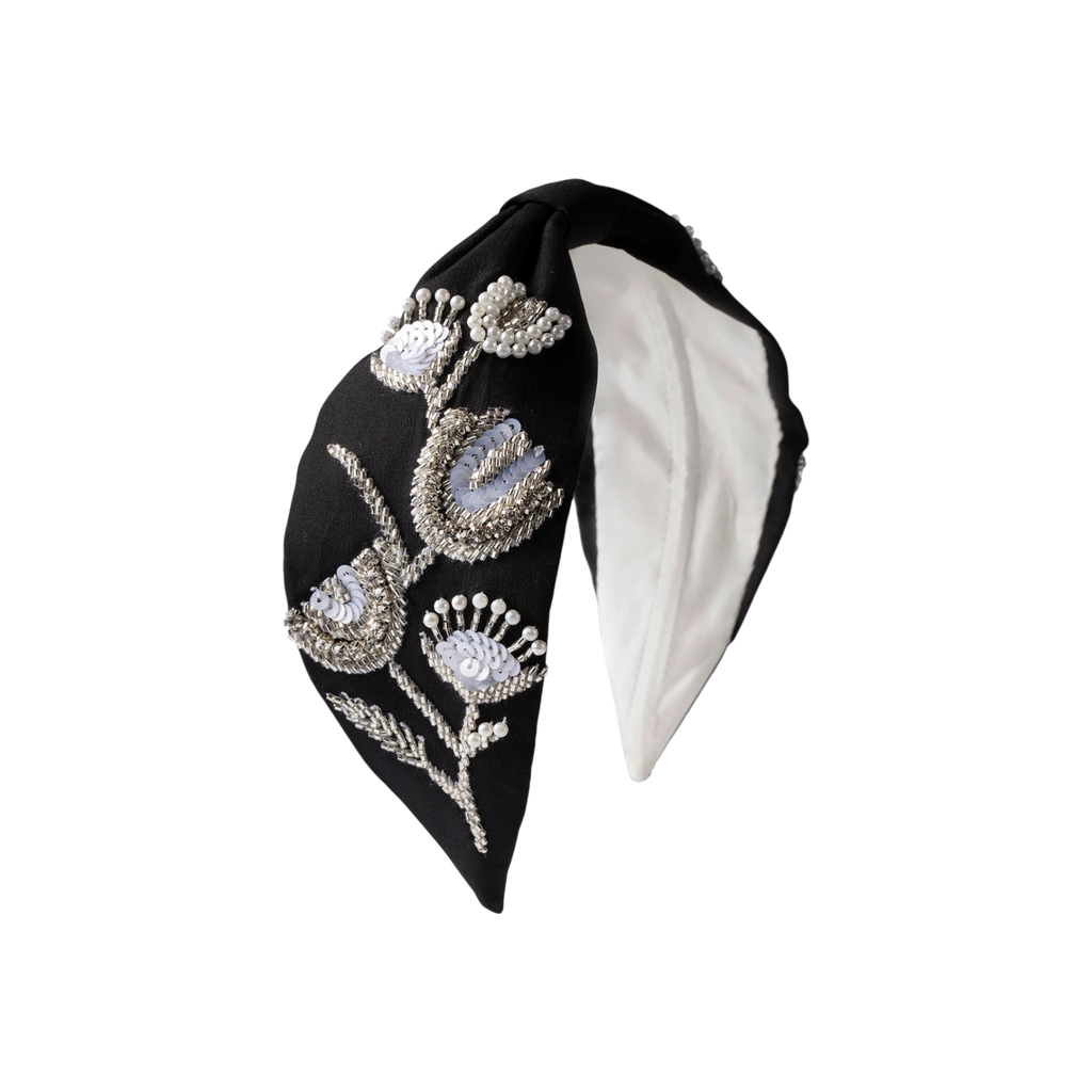 Karina Black Embroidered Women Headband | JOYCO Handmade Women Headband
