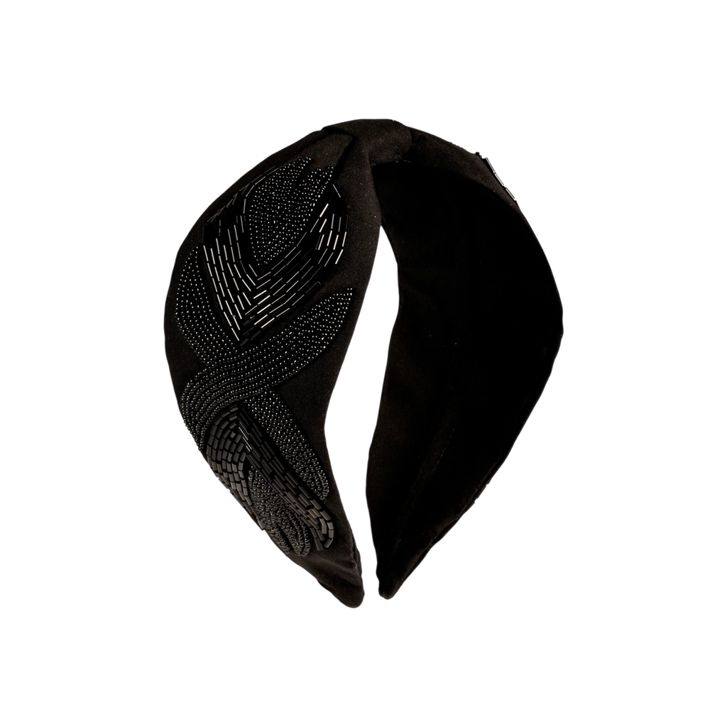 Serena Black Embroidered Women Headband | JOYCO Handmade Women Headband