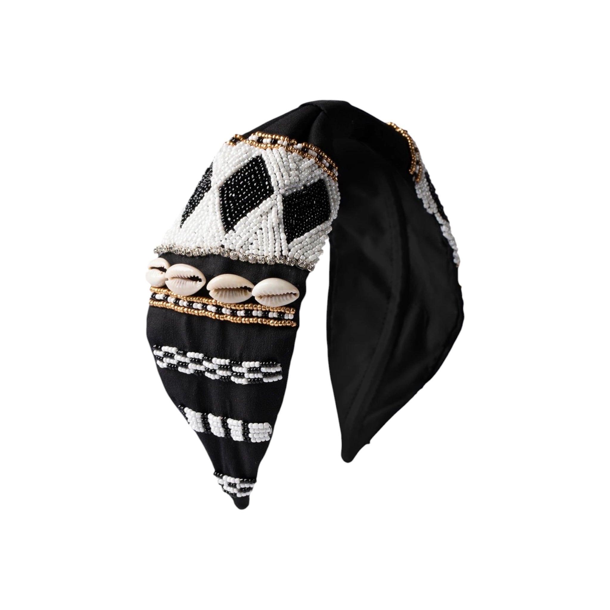 Simone Black Embroidered Women Headband – Front View | JOYCO