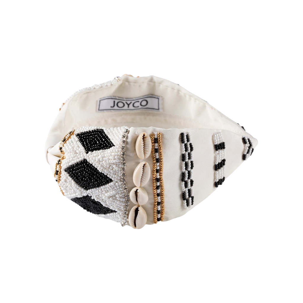 Simone White Embroidered Women Headband