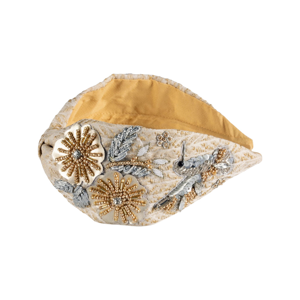 Verona Beige Embroidered Women Headband – Image 3 | JOYCO