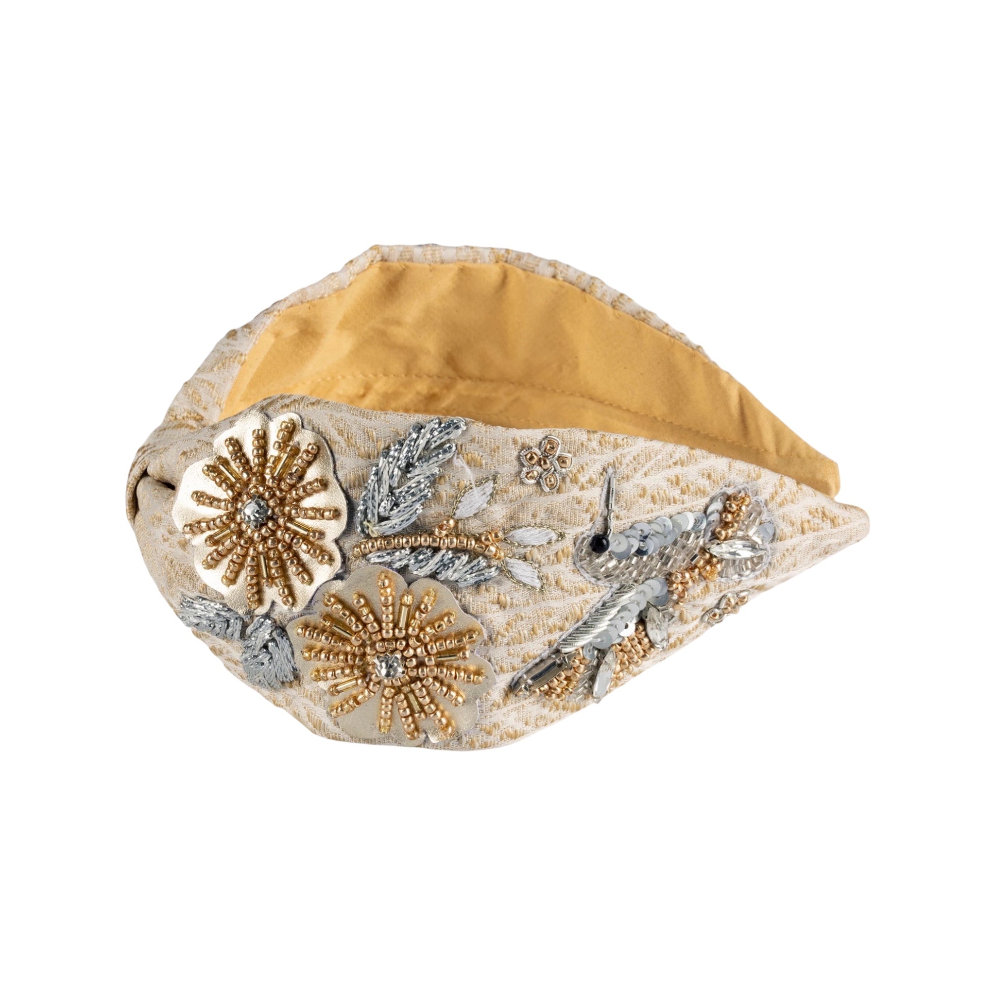 Verona Beige Embroidered Women Headband – Image 3 | JOYCO