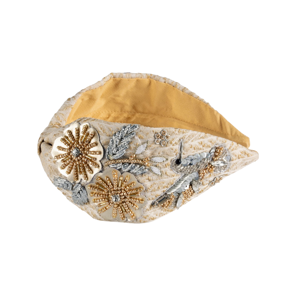 Verona Beige Embroidered Women Headband