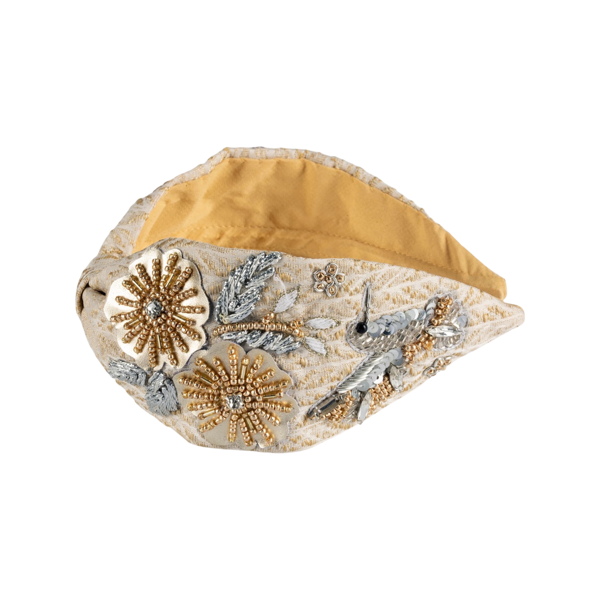 Verona Beige Embroidered Women Headband