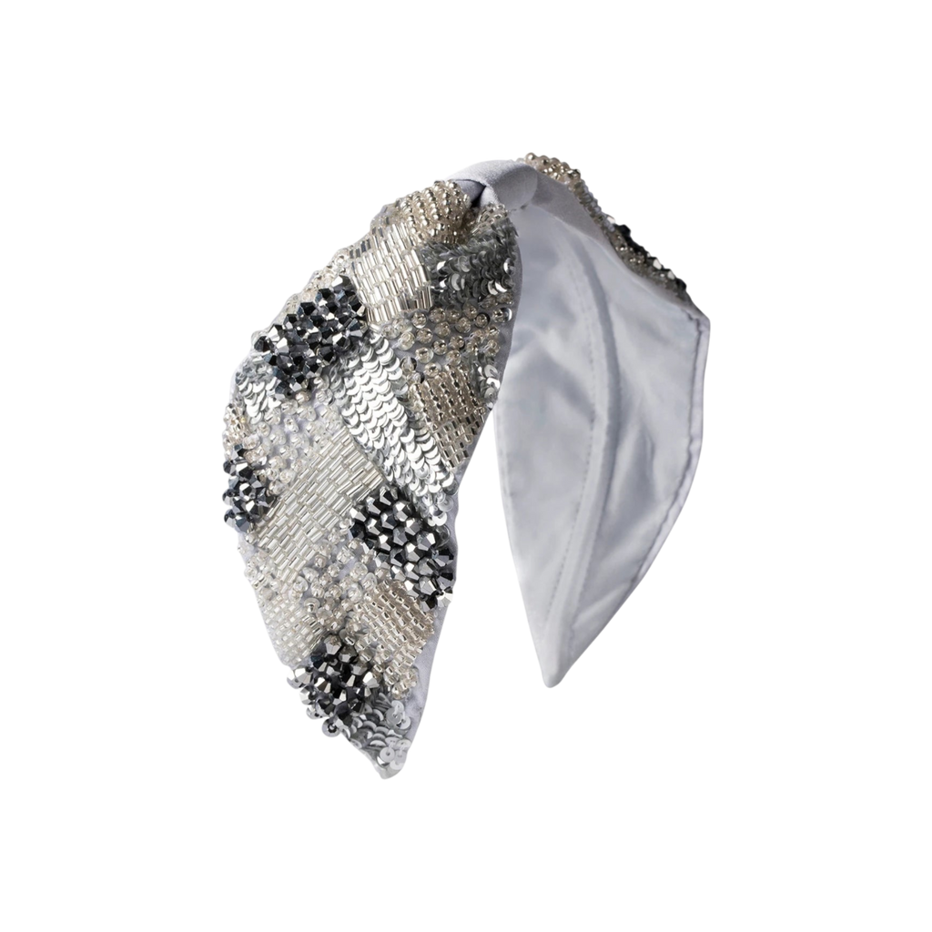 Becca Silver Embroidered Women Headband | JOYCO Handmade Women Headband