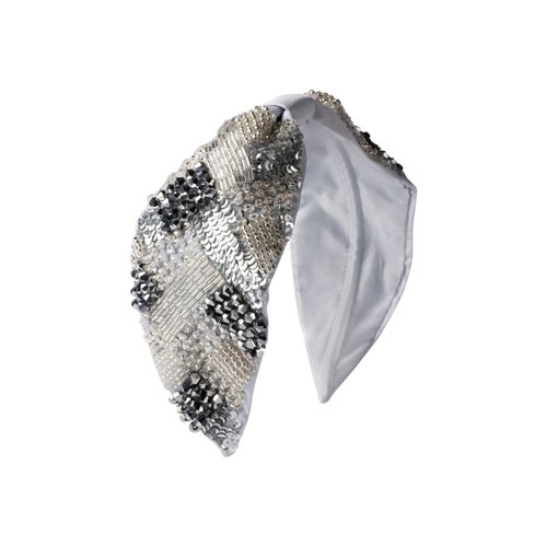 Becca Silver Embroidered Women Headband | JOYCO Handmade Women Headband