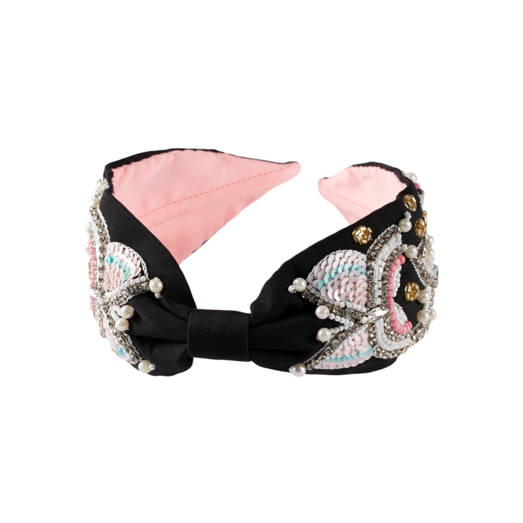 Vanessa Black Embroidered Women Headband