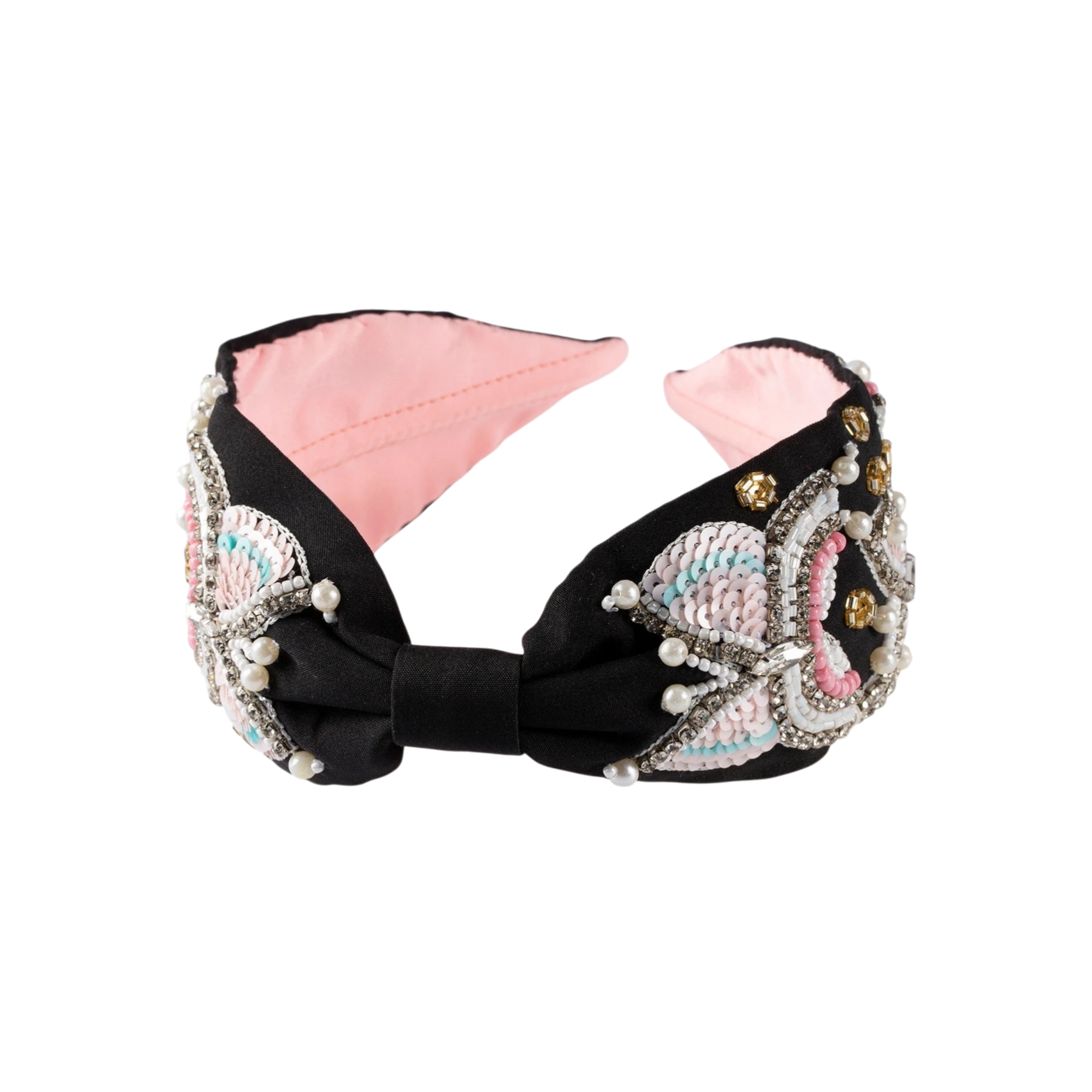 Vanessa Black Embroidered Women Headband