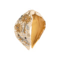 Verona Beige Embroidered Women Headband – Front View | JOYCO