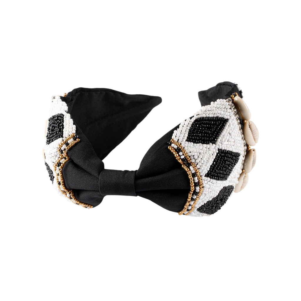 Simone Black Embroidered Women Headband