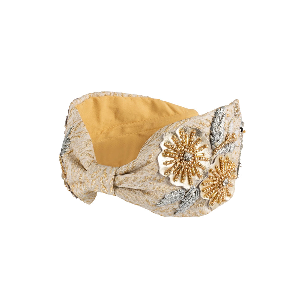 Verona Beige Embroidered Women Headband – Image 2 | JOYCO