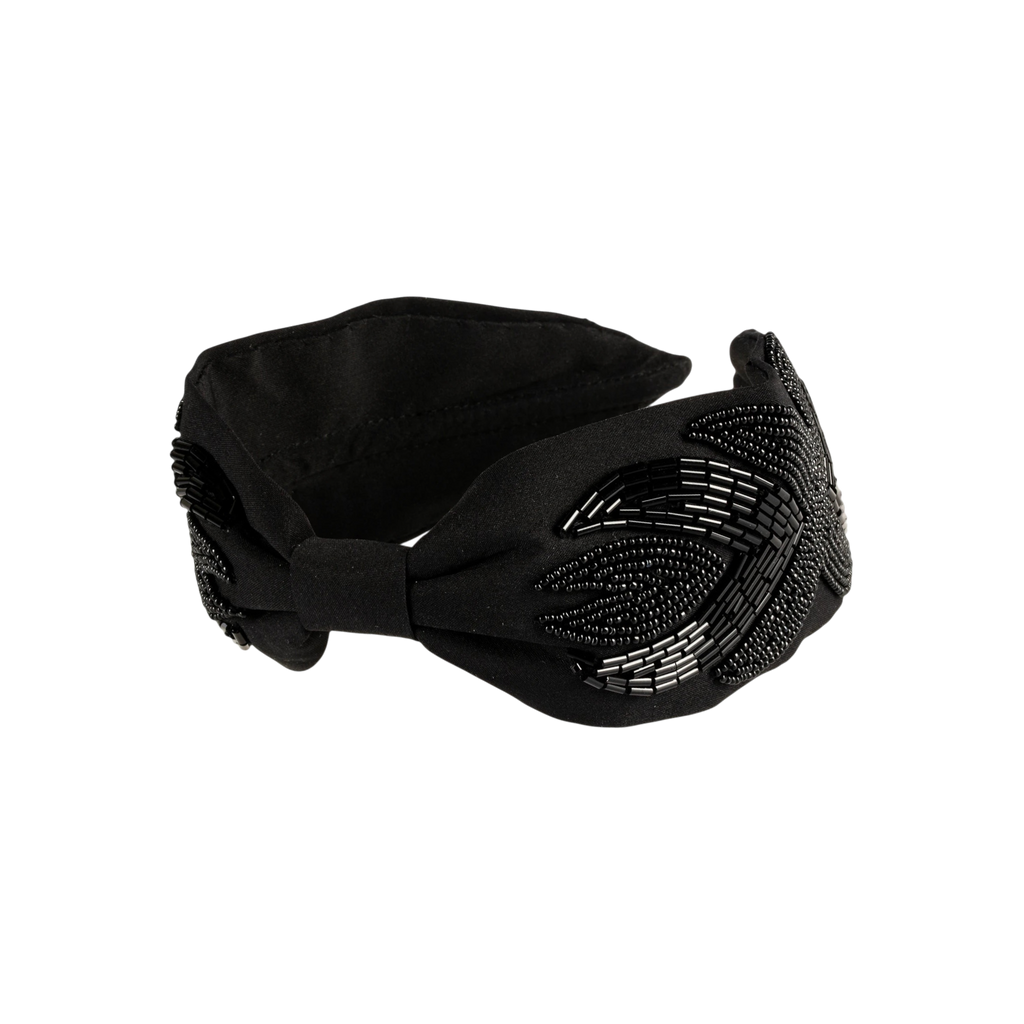 Serena Black Embroidered Women Headband