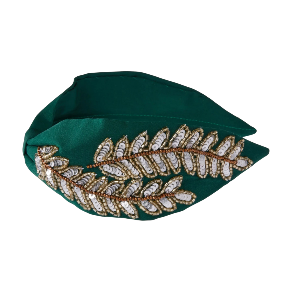 Gia Green Embroidered Women Headband