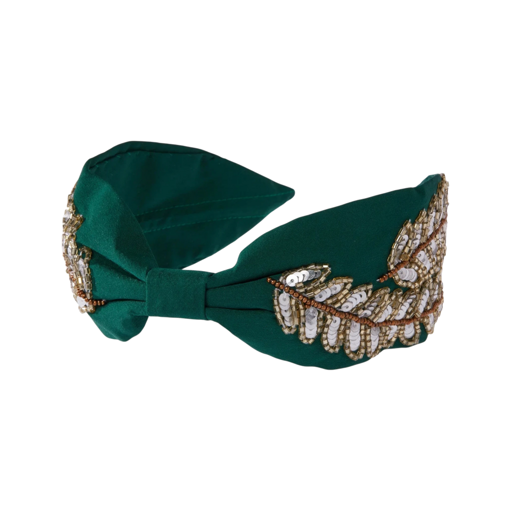 Gia Green Embroidered Women Headband