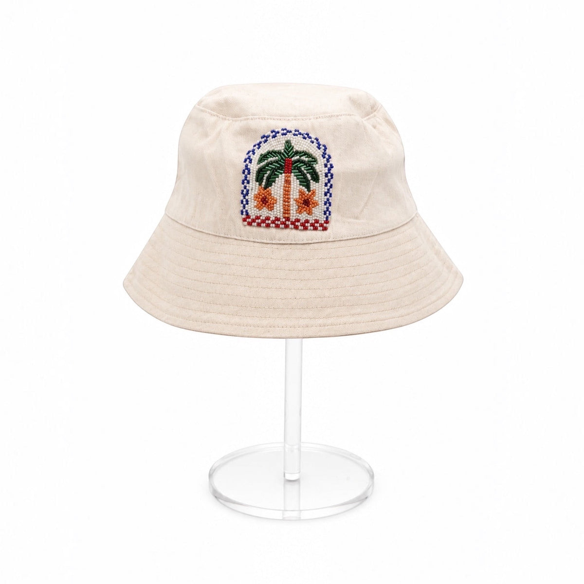 Palm Mirage Beige Embroidered Hat – Image 3 | JOYCO
