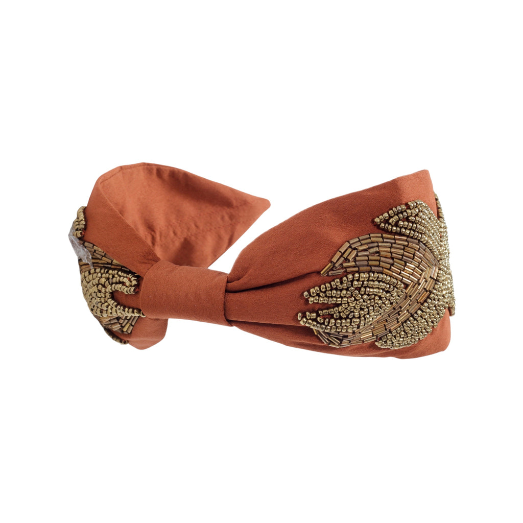 Serena Brown Embroidered Women Headband – Image 2 | JOYCO